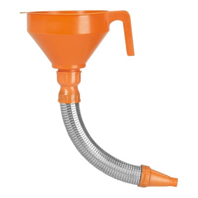 Entonnoir plastique orange Pressol D.160mm combiné avec flexible métal