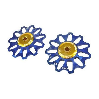 Galets de dérailleurs Token 11 dents à roulements céramique compatibles Shimano bleus (Paire)