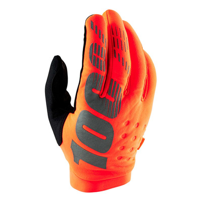 Gants cross 100 % Brisker CE orange fluo