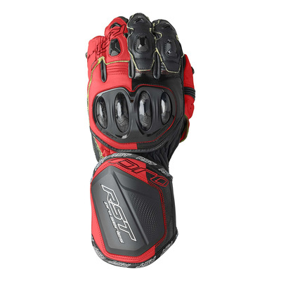 Gants cuir RST Pro Series GP D3O noir/rouge fluo