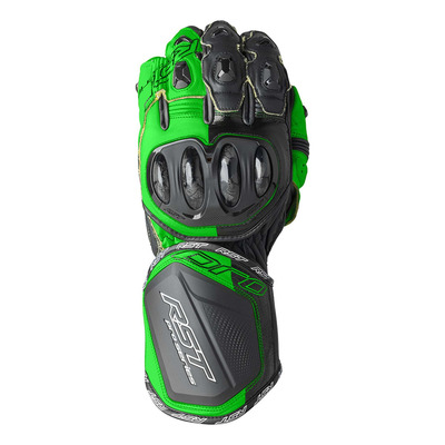 Gants cuir RST Pro Series GP D3O noir/vert fluo