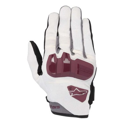 Gants cuir/textile femme Alpinestars Stella Chrome off white/burgundy