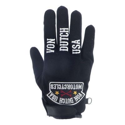 Gants cuir/textile Von Dutch x Helstons Key noir/blanc