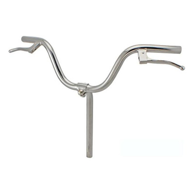 Guidon de vélo relevé RMS acier avec potence et leviers de freins ø22.2mm x 565 mm argent