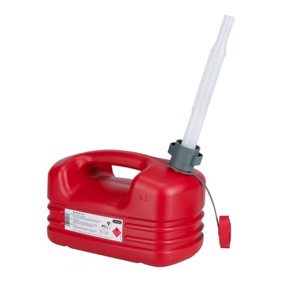 Jerrycan d’essence plastique Pressol rouge avec bec verseur flexible 5L