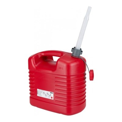 Jerrycan d’essence plastique Pressol rouge avec bec verseur flexible 20L