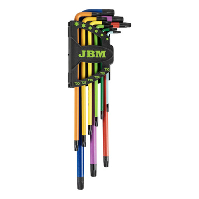 Jeu clé Torx JBM extra longues coloré – 9 pièces