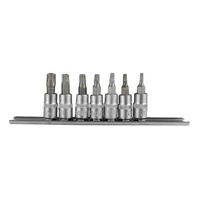 Jeu de 7 embouts JBM ts inviolables 5 dents avec douille 1/4"