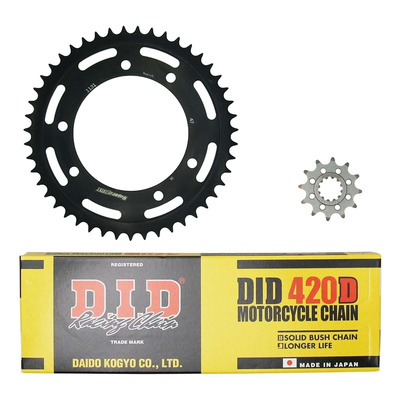 Kit chaîne DID 420 type D 11/47 couronne acier Rieju 50 RS3 Matrix 11-