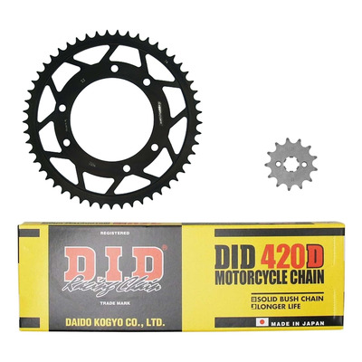 Kit chaîne DID acier Derbi 50 Senda R DRD/ DRD Edition/ Black Devil 02-05