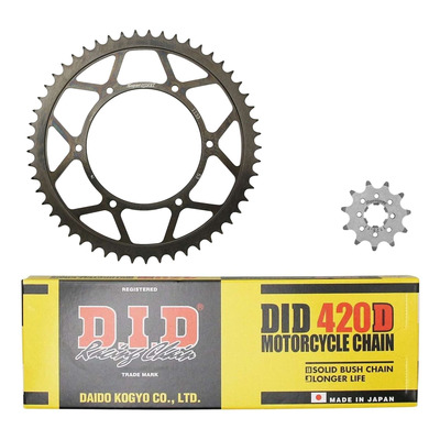 Kit chaîne DID acier Derbi 50 SM DRD Limited jantes bâtons 07-