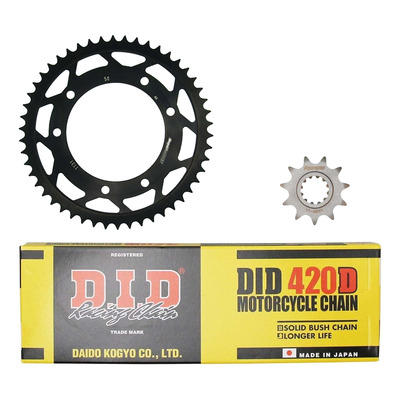 Kit chaîne DID acier MBK 50 X Limit 70K10 03-06