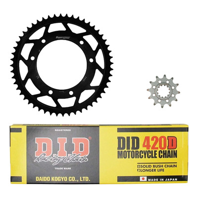 Kit chaîne DID acier Peugeot 50 XPS Enduro / Track 50 Roues rayons 04-