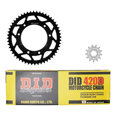 Kit chaîne DID acier Peugeot 50 XPS SM Roues rayons 04-