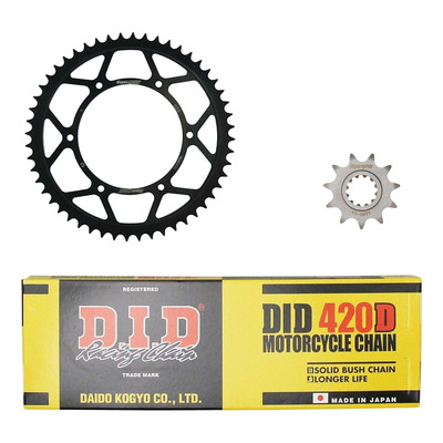 Kit chaîne DID acier Peugeot 50 XPS / SM Roues Batons 04-05