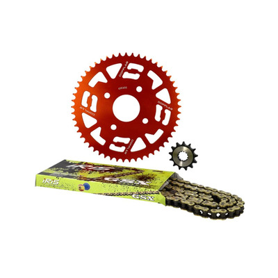 Kit chaîne Doppler 420 couronne alu rouge 53 dents Xpower/TZR 03-