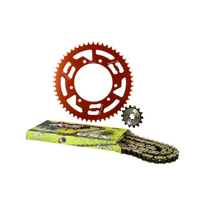 Kit Chaîne Doppler Alu Rouge 14x53 134 maillons Derbi Senda /Gilera SMT