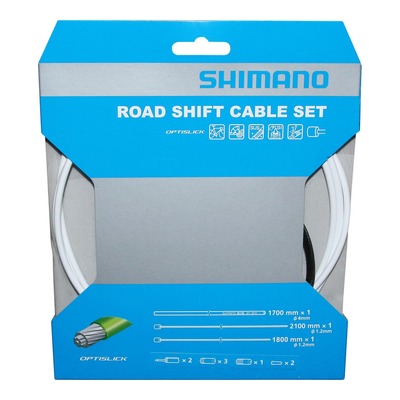 Kit de transmission vélo de route Shimano Optislick blanc (2 câbles)