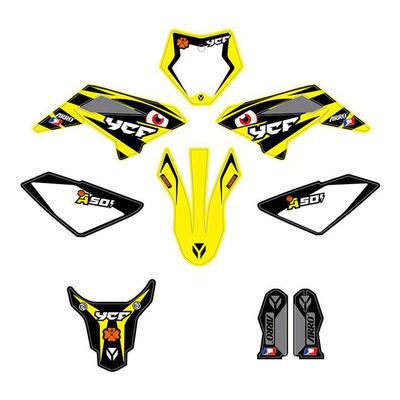 Kit déco jaune / noir / blanc YCF Pilot 50A 2025