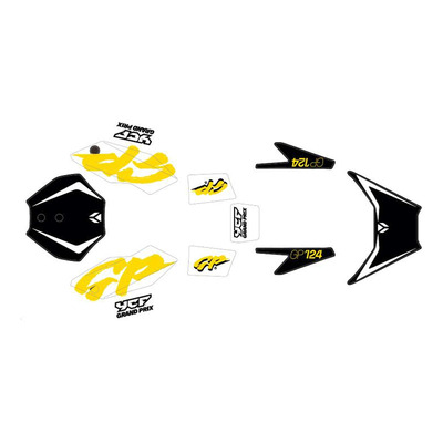 Kit déco noir / blanc / jaune YCF Mini GP 124 2025
