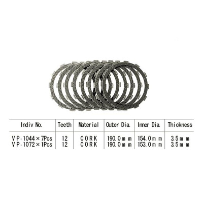 Kit disques d'embrayage garnis Kyoto CBX 1000 79-82