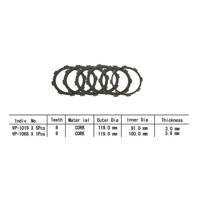 Kit disques d'embrayage garnis Kyoto Honda CR-F 230 F 03-05