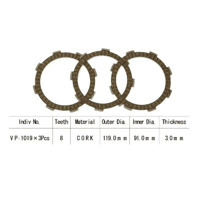 Kit disques d'embrayage garnis Kyoto Honda MTX 50 84-90
