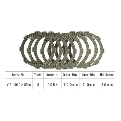 Kit disques d'embrayage garnis Kyoto Honda VF 400 F 83-84