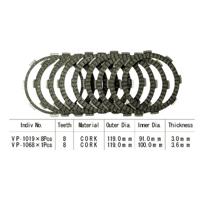 Kit disques d'embrayage garnis Kyoto Honda VF 500 F 84-86