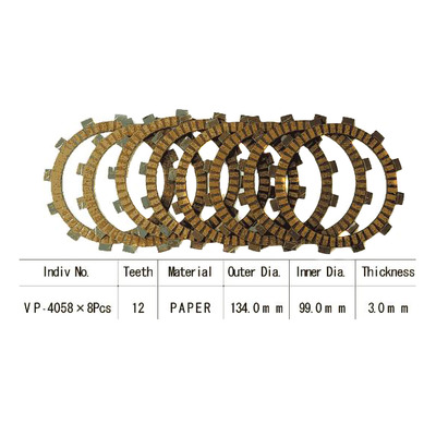 Kit disques d'embrayage garnis Kyoto Kawasaki KX 125 90-93