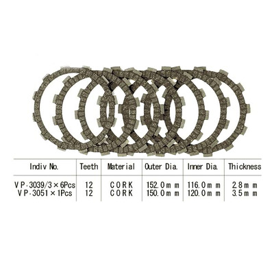 Kit disques d'embrayage garnis Kyoto Suzuki DR 650 R/Rs 90-95