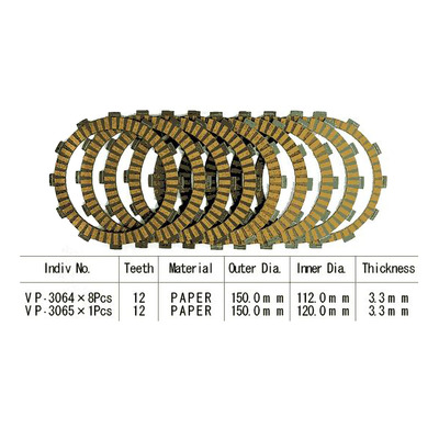 Kit disques d'embrayage garnis Kyoto Suzuki TL 1000 R/S 98-03