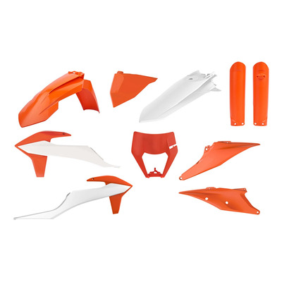 Kit Plastique Complet POLISPORT Type Origine Blanc / Orange – KTM EXC / EXCF 20-23