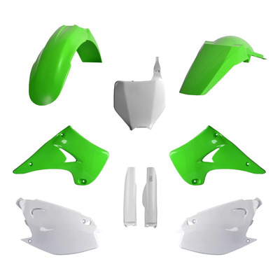 Kit Plastique Complet POLISPORT MX Type Origine Vert / Blanc pour Kawasaki 125 / 250 KX 04-08