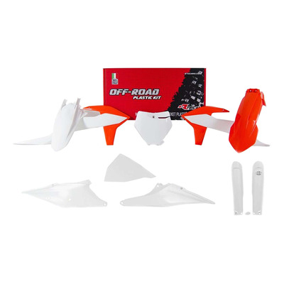 Kit Plastique Complet RTECH Blanc / Orange 7 Pièces pour KTM SX / SXF 19-22