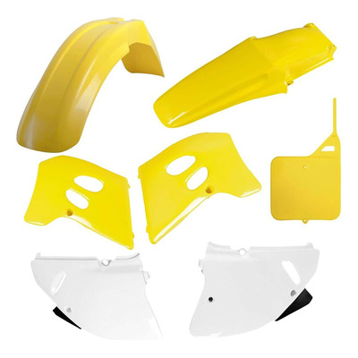 Kit Plastique Standard POLISPORT Type Origine Jaune / Blanc - Suzuki 125 / 250 RM 93-95