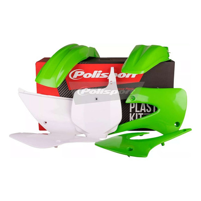 Kit Plastique POLISPORT MX Type Origine Blanc / Vert pour Kawasaki 85 KX 01-13