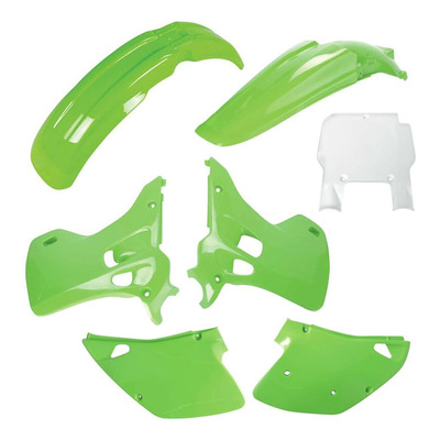 Kit Plastique Standard POLISPORT Type Origine Vert / Blanc – Kawasaki 125 / 250 KX 1992