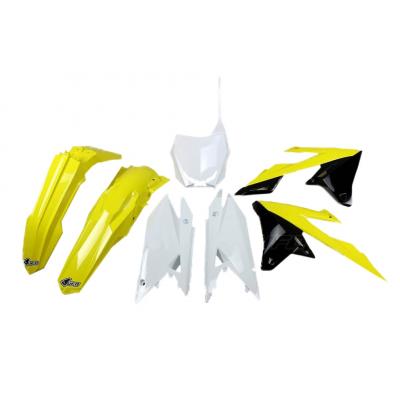 Kit plastique UFO Suzuki 450 RM-Z 2018 blanc/jaune/noir (couleur origine)