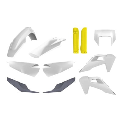 Kit plastiques blanc/gris/jaune Polisport pour Husqvarna 250-450 TE, 250-350 FE 20-
