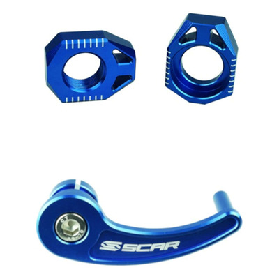 Kit Tendeur de chaîne et Tire axe de roue avant Scar Aluminium bleu Sherco SER/SEFR