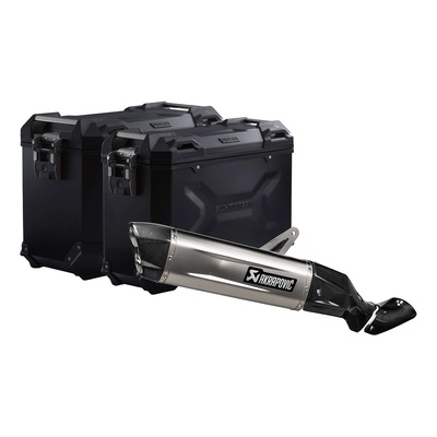 Kit valises aluminium noir SW Motech TRAX ADV + silencieux Akrapovic Slip On Kawasaki KLE 500 2026