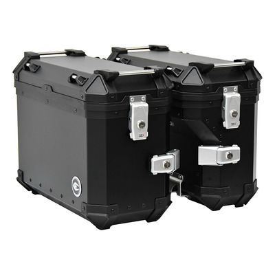 Kit valises latéral en aluminium noir 36 L la paire Coocase S-Shape - Vendu avec leurs platines