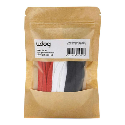 Lacets chaussures vélo Udog Mild rouge/blanc/noir (x3 paires)