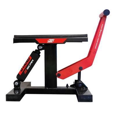 Lève-Moto Ajustable à Levier Hydraulique SCAR MX en Acier Noir/Rouge