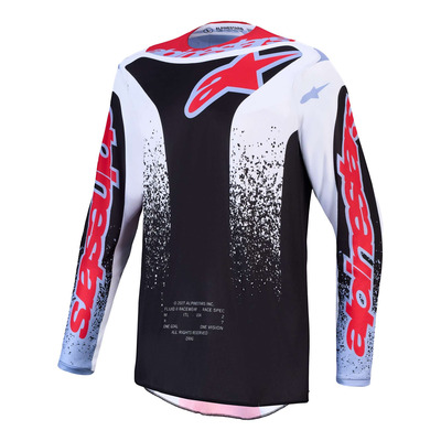Maillot cross Alpinestars Fluid Drag black/white/light blue/red fluo
