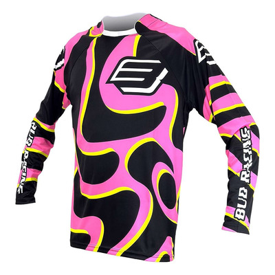 Maillot cross Bud Racing Racing Lava noir/rose fluo/jaune fluo