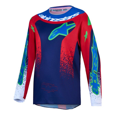 Maillot cross enfant Alpinestars Fluid Youth Drag blue navy/fire red/white