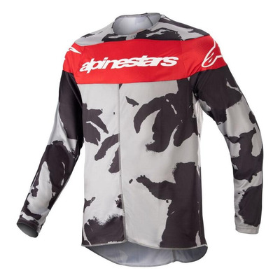 Maillot cross enfant Alpinestars Youth Racer Tactical camouflage gris/rouge