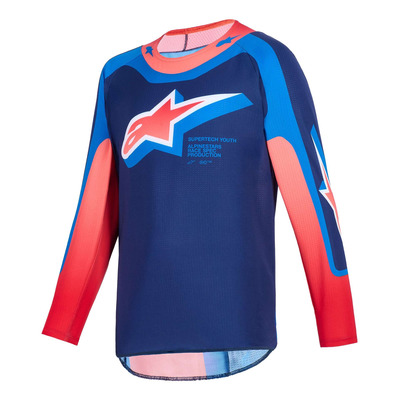 Maillot cross enfant Alpinestars Youth Supertech Vista dark navy/hot coral/cobalt